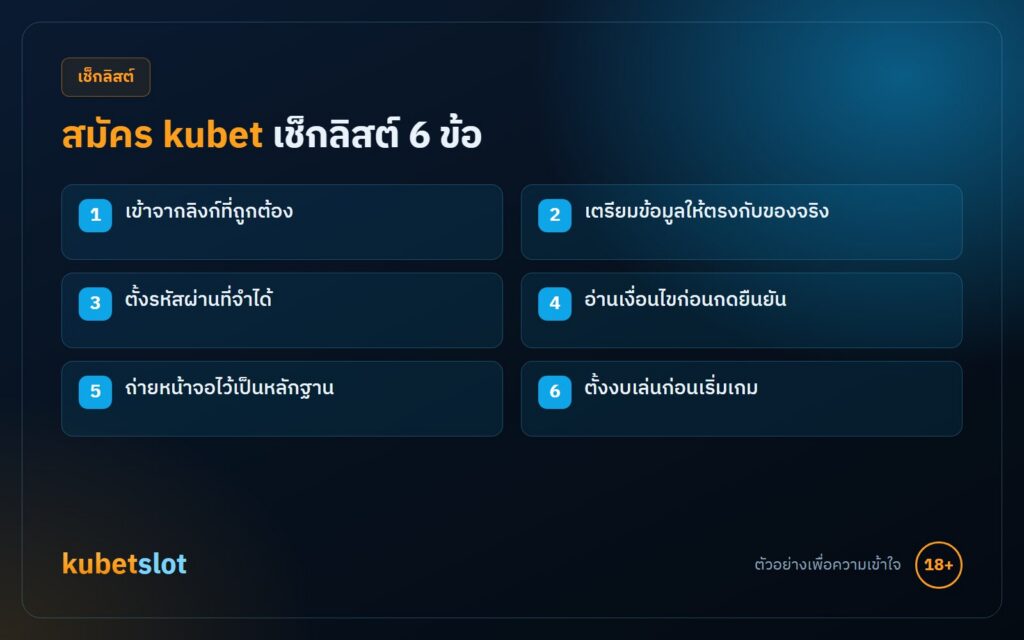 สมัคร kubet เช็กลิสต์ 6 ข้อก่อนกดยืนยันการสมัคร